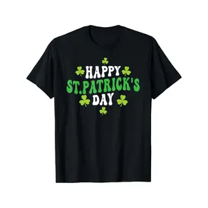 Trending St. Patrick's Day Graphic Tee - Black Crewneck with Unique Clover Patterns & Festive Text, Perfect for Irish Pub Crawls, Holiday Parties & Casual Everyday Wear - A Must-Have Holiday Essential