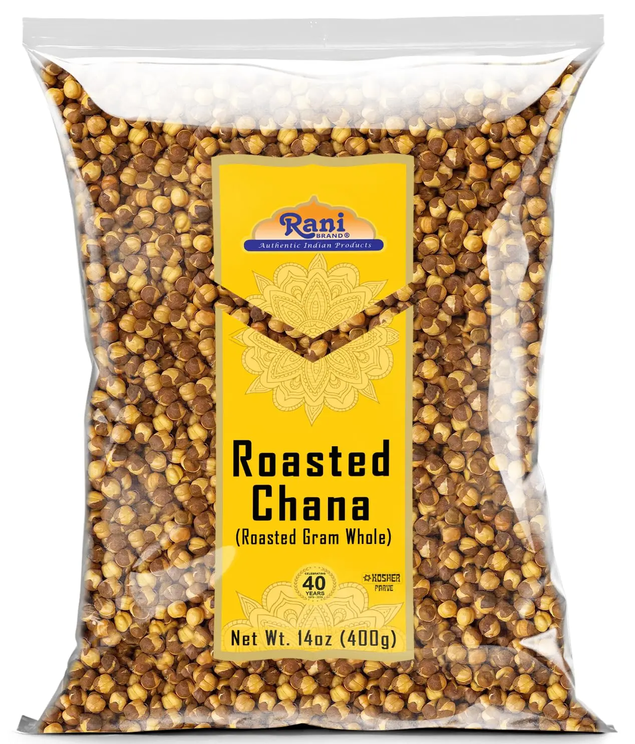 Rani Roasted Chana (Chickpeas) Plain Flavor 14oz (400g) ~ All Natural | Vegan | No Preservatives | Gluten Friendly | Kosher | Indian Origin | Great Snack, Ready to Eat