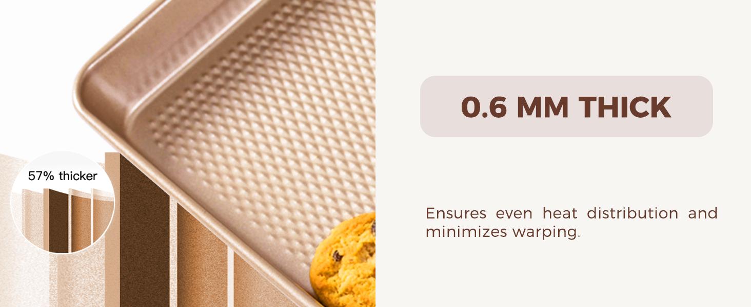 [BF&CM]HONGBAKE 7-Piece Diamond-Texture Bakeware Sets,Non-Stick Baking Sheet Pan Set,Cookie Sheets ,Roasting Pan,Cookware,Gold,Baker Kitchenware Steel