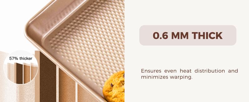 [BF&CM]HONGBAKE 7-Piece Diamond-Texture Bakeware Sets,Non-Stick Baking Sheet Pan Set,Cookie Sheets ,Roasting Pan,Cookware,Gold,Baker Kitchenware Steel