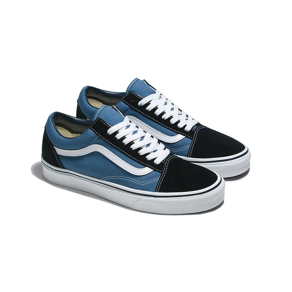 VANS Old Skool Navy Low-Top Lace-Up Casual Sneakers - Men's Colored Casual Trainers, Classic Colorblock Design, Round Toe, Waffle Sole, All-Seasons Walking Shoes, Footwear VN000D3HNVY1, Closed