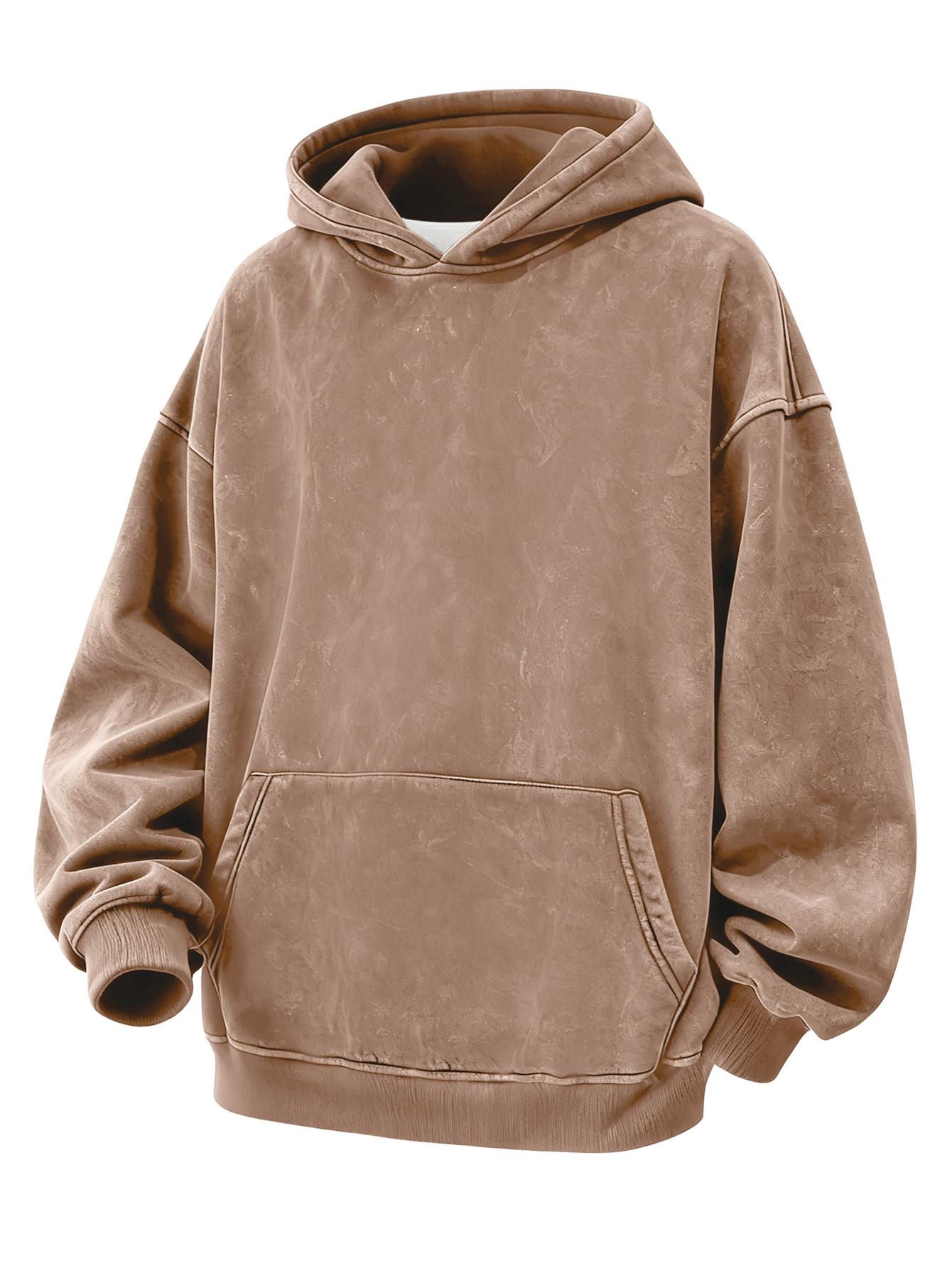 CCCMAI Men's Plain Drop Shoulder Essentials Hoodie Regular Fit Casual Long Sleeve Hooded Sweatshirt for Fall & Winter Loose Fit Unisex Car Long Sleeve Menswear Tops