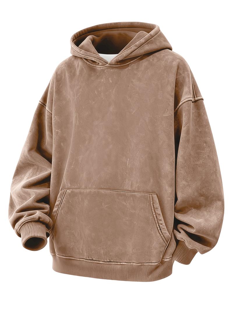 CCCMAI Men's Plain Drop Shoulder Essentials Hoodie Regular Fit Casual Long Sleeve Hooded Sweatshirt for Fall & Winter Loose Fit Unisex Car Long Sleeve Menswear Tops