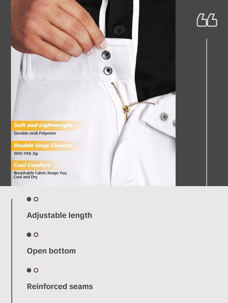 Penveer Full Length Men's Baseball Pants, Open Bottom, Loose Fit Adult Baseball Pants with Adjustable Length (White)