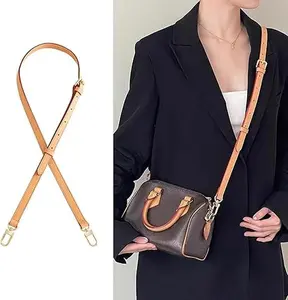Leather Strap Purse Straps Replacement Crossbody, Adjustable Shouder Bag Strap for Soft Speedy20 25 30 35 Alma Boulogne Diane Handbags (Beeswax-Width:0.70in)