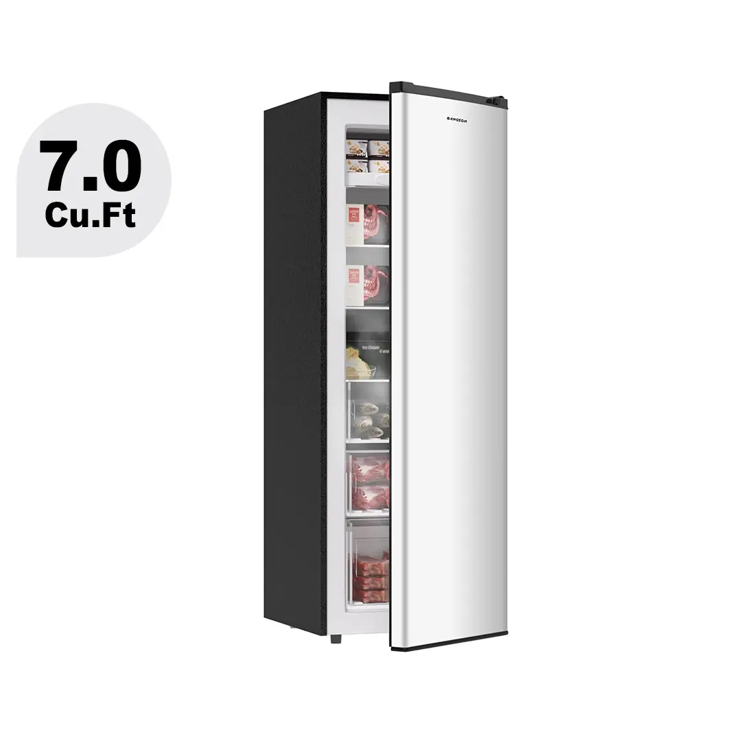 BANGSON 7.0 Cu.ft Single-Door Upright Freezer Cooler - 7.0 cu.ft space, Household Large Home Appliance, Reversible Door, 3-level temp ctrl, -7.6°F–6.8°F Temp Range, Energy-Efficient Quiet Unit, Insulated Compartments, Freeze/Refri for Kitchen Families