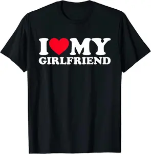 [100% Cotton]I Love My Girlfriend Shirt I Heart My Girlfriend Shirt GF T-shirt Top Fabric