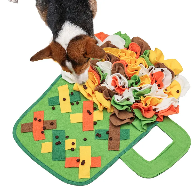 Dog Polar Fleece Snuffle Mat - Interactive Foraging Game Feeding Mat, Encourages Natural Foraging Skills, Stress Relief, Non-Slip, Portable, Durable, Food Storage, Indoor Use