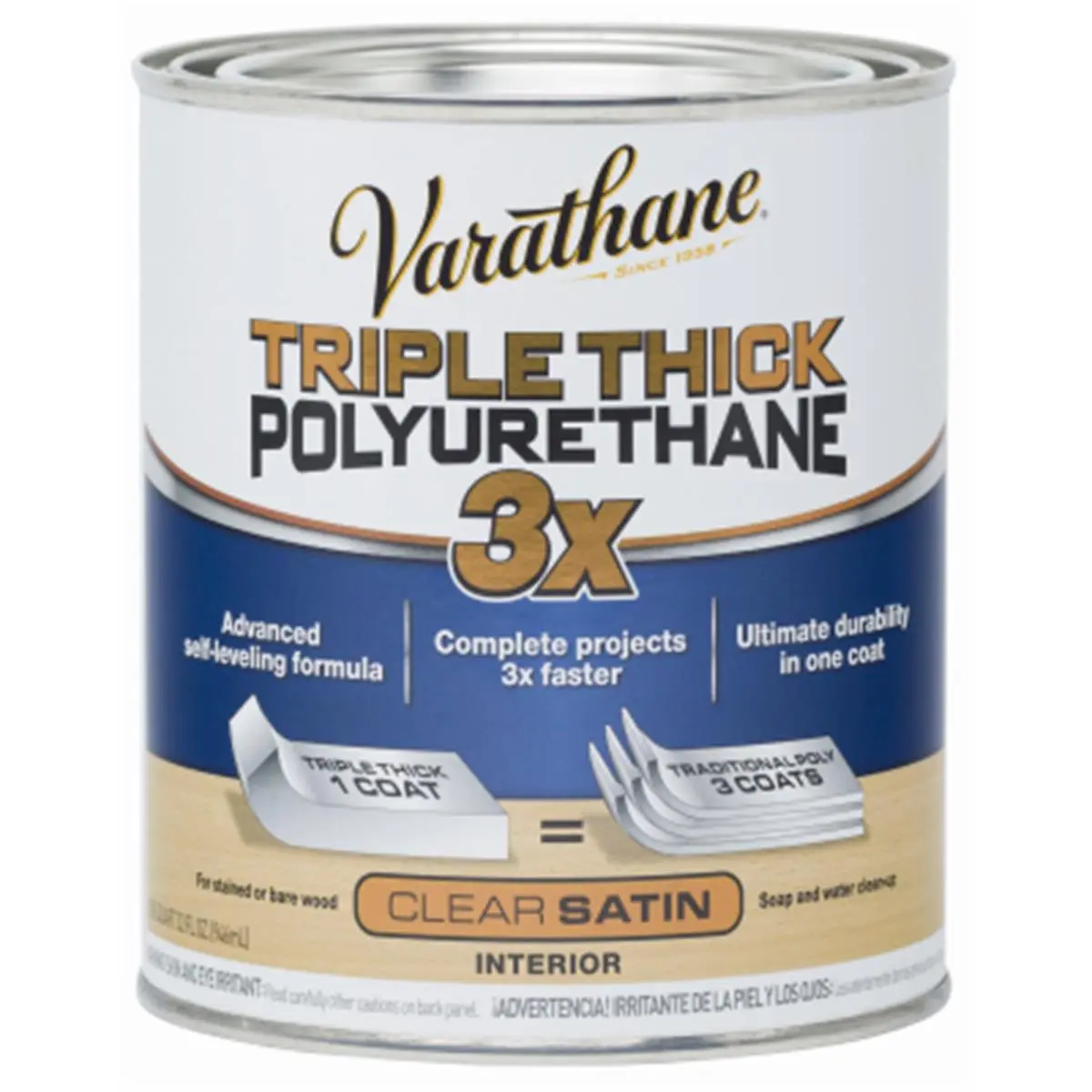 Rust-Oleum 223945 Varathane Matte Water-Based Triple Thick Polyurethane Paint - Fast Drying, Soap & Water Clean Up, for Automotive & Motorcycle Painting, Interior Maintenance (Stained/Bare Surfaces, Doors)