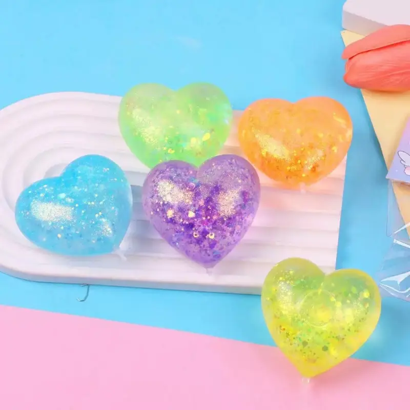 1 Mixed Colors Aurora Maltose Heart Plastic Color-Changing Squeeze Stress Relief Slow Rebound Geometric Toy - Unisex Shape-Sorting Educational Sensory Tool, Fidgets Gift for Children, Girlfriends, Sensory Fidget Gift, 1 Aurora Maltose Heart (Mixed Colors)