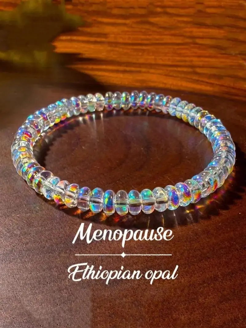 Sparkling Rainbow Fire Opal Bracelet Y2K Aesthetic Stackable Beaded Bracelet Crystal Healing Bracelet Spiritual Minimalist Girl Jewelry Accessory