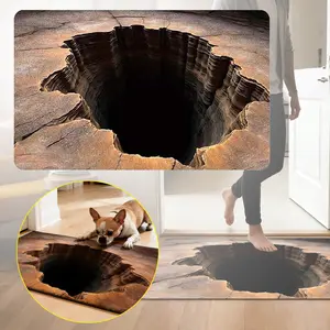 3D Optical Illusion Rugs Design Get Scared Rug That Looks Like a Hole for Unique Home Decor Easy Maintenance