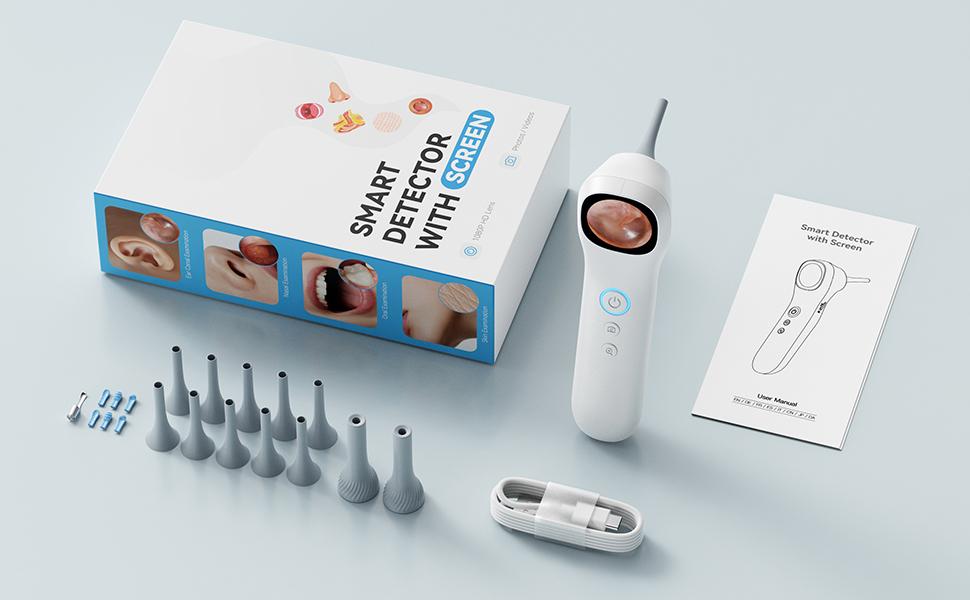 [2026 Upgrade] 5-in-1 Otoscope with IPS Screen & 1080P HD Smart Video Otoscope with Light, Ear infection testing,Complete Ear Wax Removal Tool for Nose Skin Oral Cavity Inspection, Suitable for Adults Kids & Pets