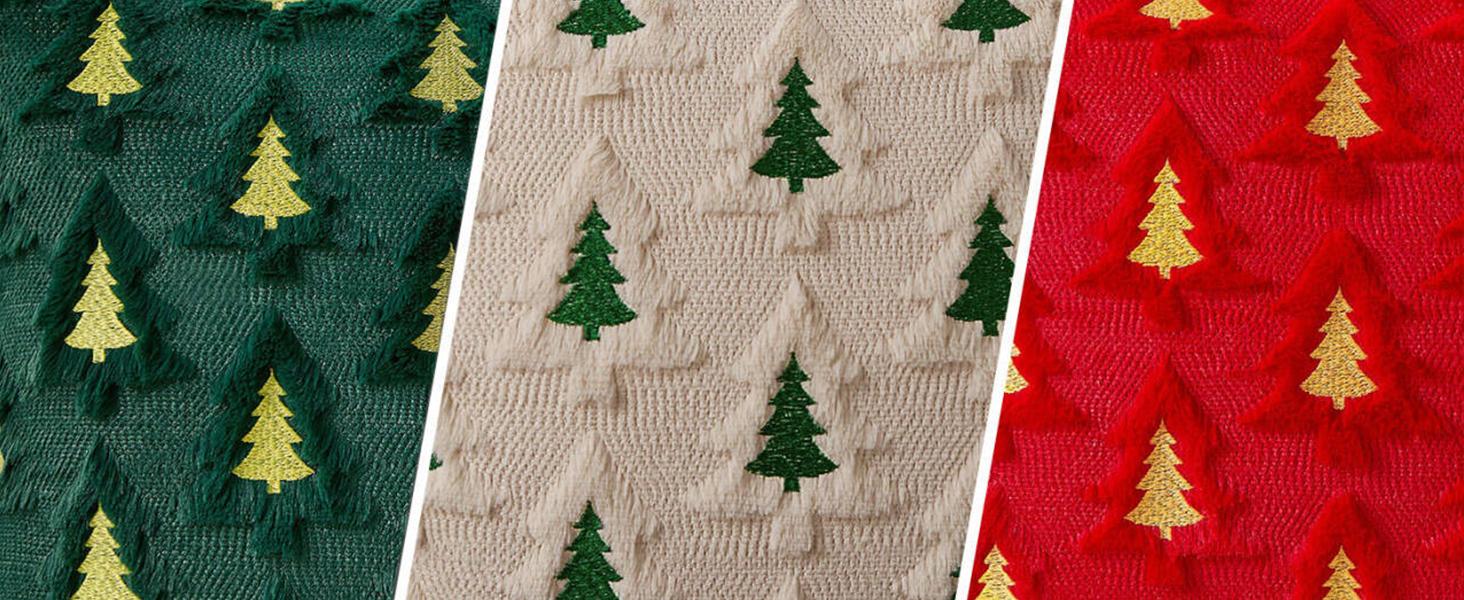 Christmas Pillow Covers 18x18 Set of 2 Beige Double Xmas Tree Pillow Covers Soft Plush Faux Fur Christmas Decorations for Xmas Winter Holiday Home Bedroom Sofa Cushion Cases Living Room Home Decor
