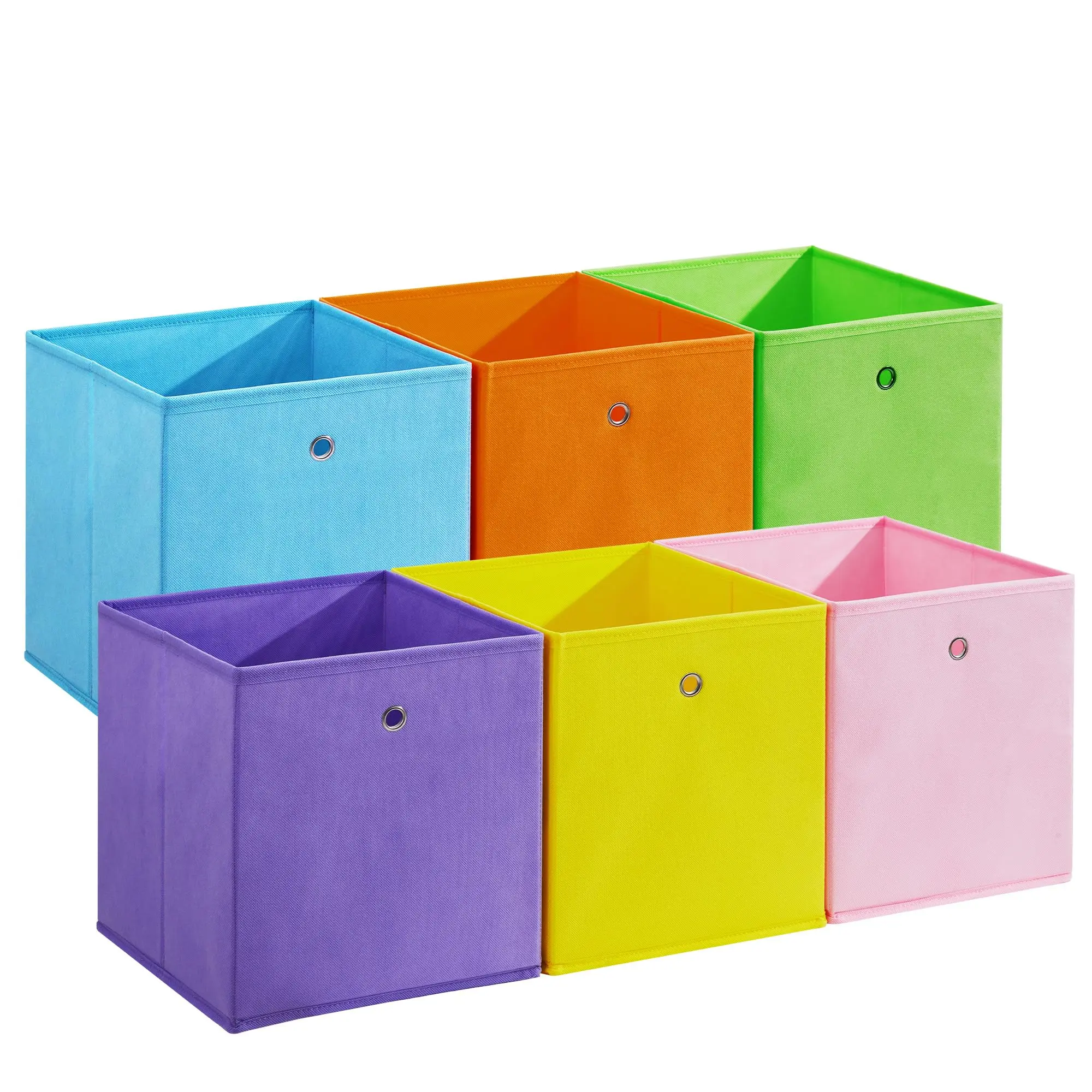 Macaron 6 Colors 12-Pack Collapsible Fabric Storage Cubes with Handles, 11 Inch Foldable Organizer Bins for Shelves, Closet, Nursery & Home Decor