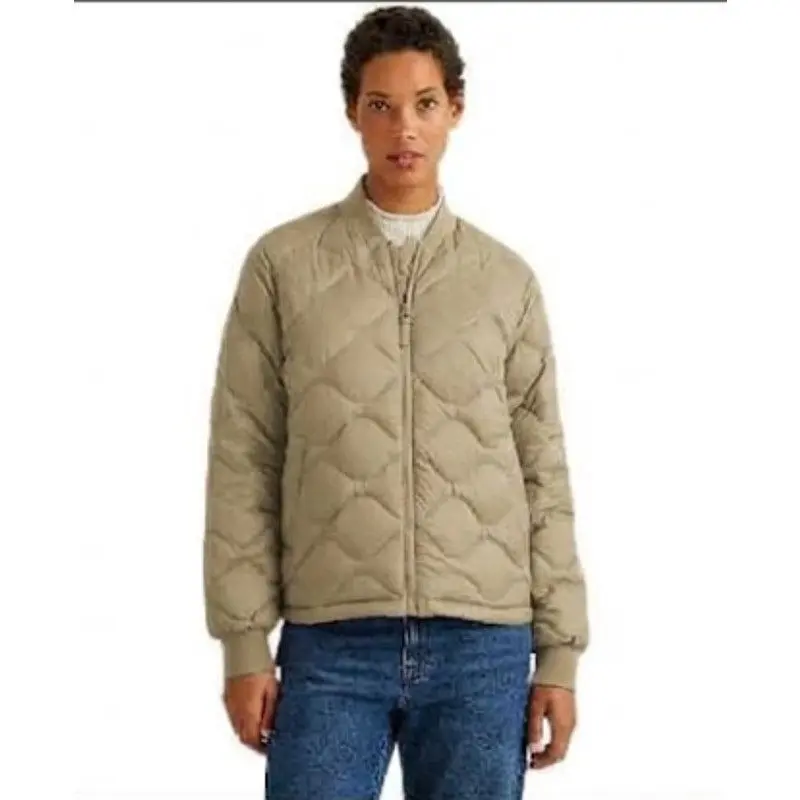 New Eddie Bauer Women's XXL Beige Pumice 650 FP Down Puffer Bomber Jacket - Chic Essential Women's Top & Coat, Stylish Cold-Weather Outerwear