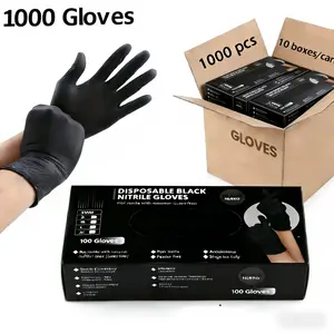 Black Gloves1000pcs Soft Nitrile Gloves heavy duty, Household Black Cleaning Gloves for Kitchen, Tattoo Cleaning Gloves, Hair Dyeing, Beauty Salon, Household Items, Cleaning Supplies, Hair Color Tools （M-L） Cleanser Haircare