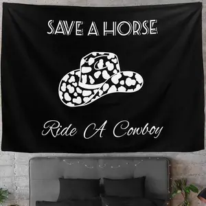 Funny western hat Pattern tapestry, Fun Lightweight Decoration wall hanging, dopamine art tapestry, suitable for living room, bedroom, college dorm, trippy room decor Halloween Creative gifts,bedroom decorative accessories