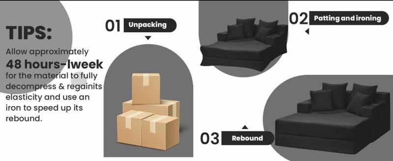 Winzoo Convertible Sofa Bed Comfortable & Cozy Design 3 in 1 Corduroy Loveseat Folding Couch Bed Foldable Chaise Lounge Chair Floor Futon Sleeper with 4 Removable Pillows for Living Room Comfortable & Cozy Design