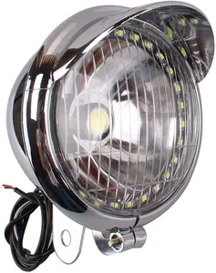 5 Inch Motorcycle LED Headlight Angel Eye 27LED COB Chrome Universal For Harley Road King Street Glide BMW