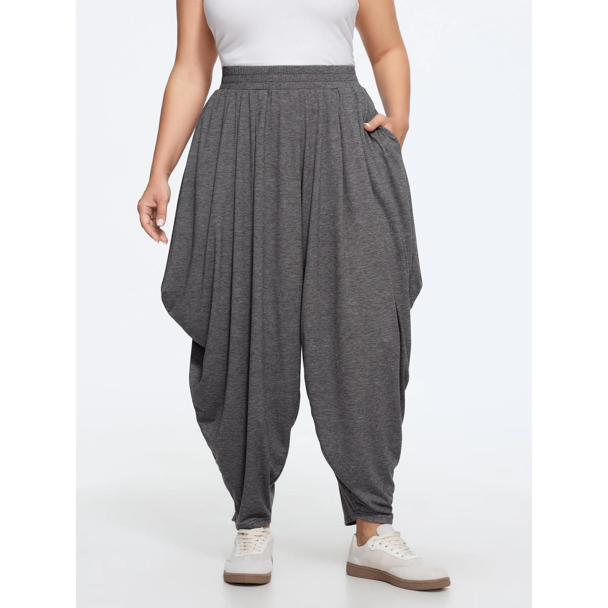 BLOOMCHIC Women's Plus Size Casual Comfy Harem Jogger Pants - Supersoft Heather, Loose Fit, Draping Cut Jogger Trousers [M-6X] 2026 Summerfinds