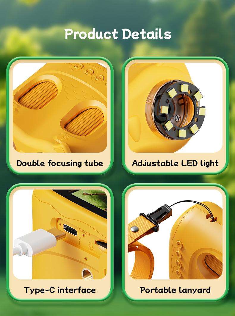 INSKAM Two-In-One Kids 4K Telescope&Microscope 3M-1000M Distance Telescope 1000X Magnification   Manual focus Camera Type-C Powered STEM Learning Tool Christmas Birthday Gifts for 3+ Boys Girls