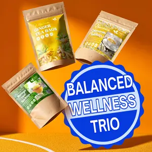 【FreshDrinkUS】 Balanced Wellness Trio, Chamomile Flower, Ginger Root & Moringa Leaf Herbal Tea Bags, 100% Natural & Pure Flowers, Roots and Leaves, Eco-Conscious Tea Bags, No Sugar, No Caffeine, No Gluten, Vegan – Herbal Beverage