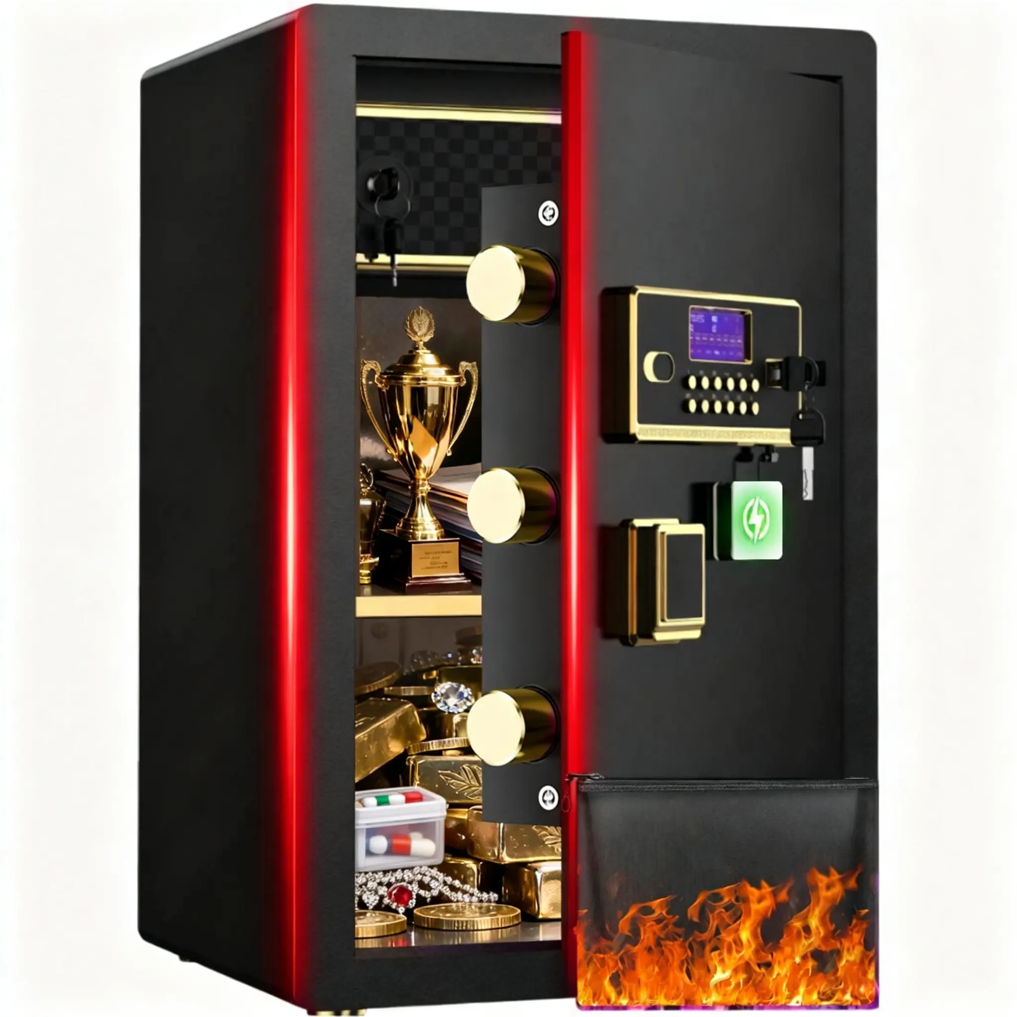 [Gift Guide] ACTIGER Large Money Safe Box with Digital Keypad, Electronic Lock, Smart Alarm System, and Dual Security Includes Fireproof Bag & Inner Locking Cabinet for Home, Office, Business, Travel, Mother's day Gift, Kids, Cash