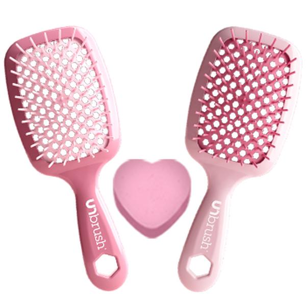 Sweetheart Bundle, UNbrush Pastel Collection, Hair Brush Duo, Valentine’s Gift by FHI Heat