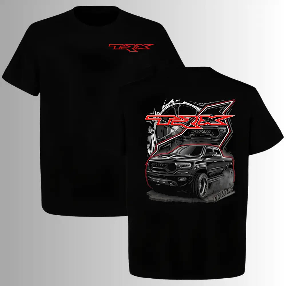 Aggressive Drifting Smoke Ram 1500 TRX T-Shirt, 2 Sides, Supercharged Offroad Pickup Ram TRX Graphic Tee