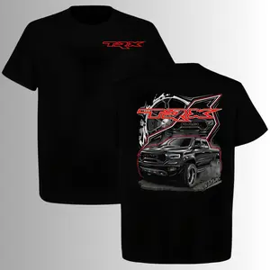 Aggressive Drifting Smoke Ram 1500 TRX T-Shirt, 2 Sides, Supercharged Offroad Pickup Ram TRX Graphic Tee