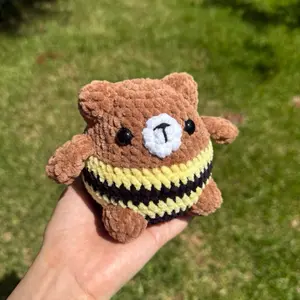 Handmade Crochet Bear in Bee Outfit