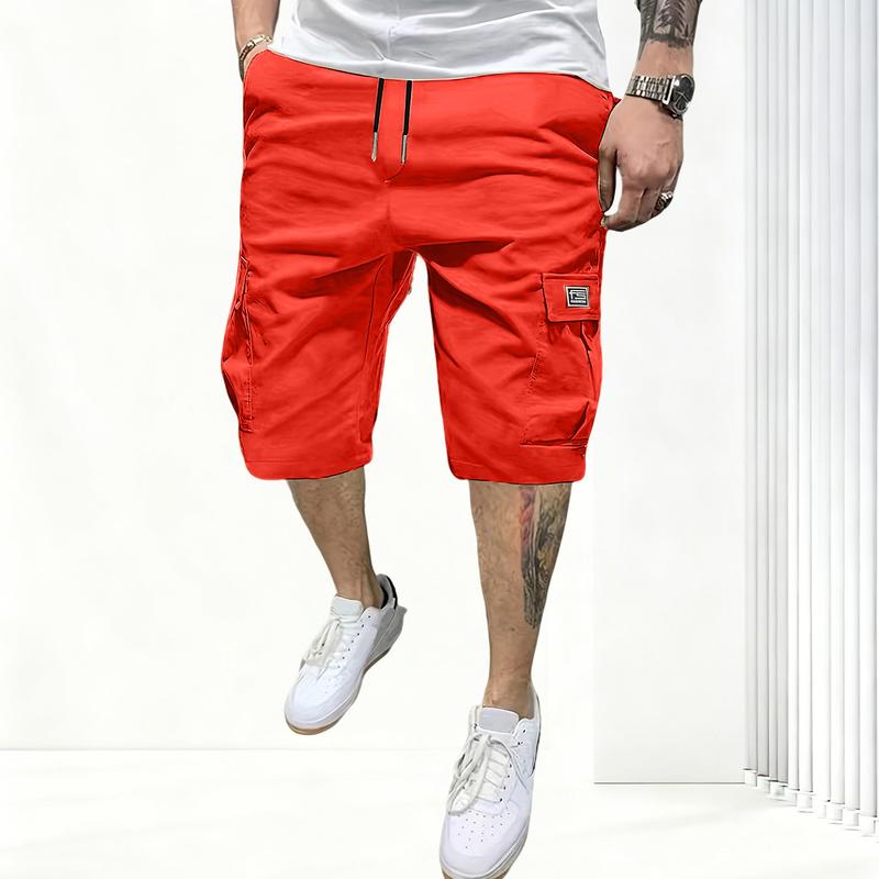 Men's Casual Cargo Shorts Classic Stretch Waistband Drawstring Outdoor Work Shorts with Multiple Pockets