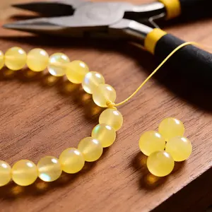 Yellow Mystic Mermaid Glass Matte Round Beads Size 6mm 8mm 10mm 15.5" Strand
