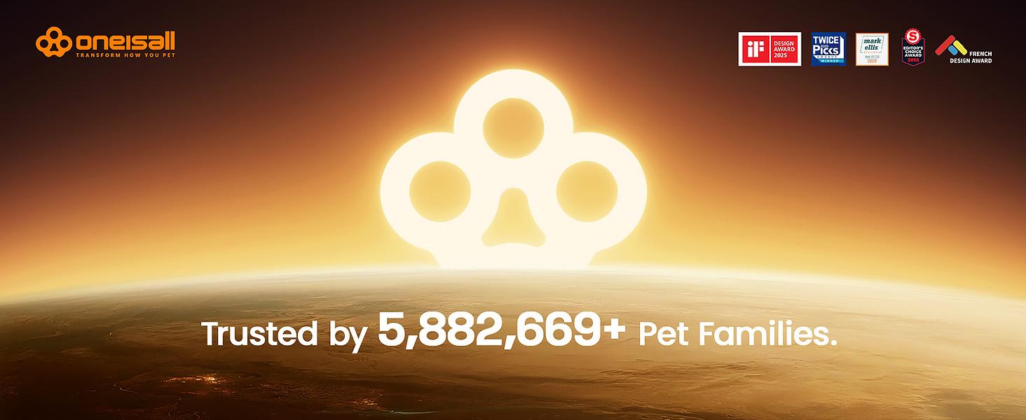 Oneisall Filterless Cat Water Fountain | 3.5L Automatic Stainless Steel Pet Dispenser with Separated Clean & Waste Tank, 2000mAh Battery (64-113 Days Runtime), Cordless, Detachable Easy-to-Clean Bowl, Scheduled Water Change (Up to 6x Daily)