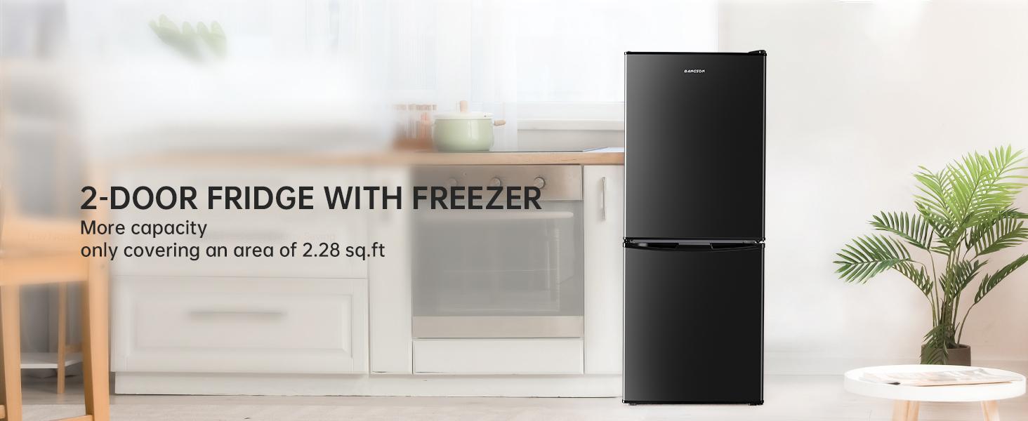 BANGSON 4.0 Cu.Ft Small Refrigerator with Freezer, Mini Double Door Refrigerator with Freezer, Small Fridge with Bottom Freezer, Room Fridge, Protable Refrigerator, Gift Idea, Christmas Gift