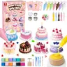 BEIREG Unisex Kids' DIY Mini Cakes Bake Kitchen Toy Set - Resin Clay Pretend Dessert Craft Kit with Cream Glue, 65+ Accessories, 10+ Cake Designs, Metal/Heart & Round Molds, STEM Creativity Display, 8-10 Years Christmas Gift