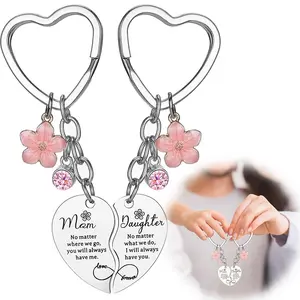 Gifts For Mom Mothers Day Gifts - 2 Pcs Mother Daughter Heart Matching Keyring Keychain Set  from Daughter, Birthday Gift