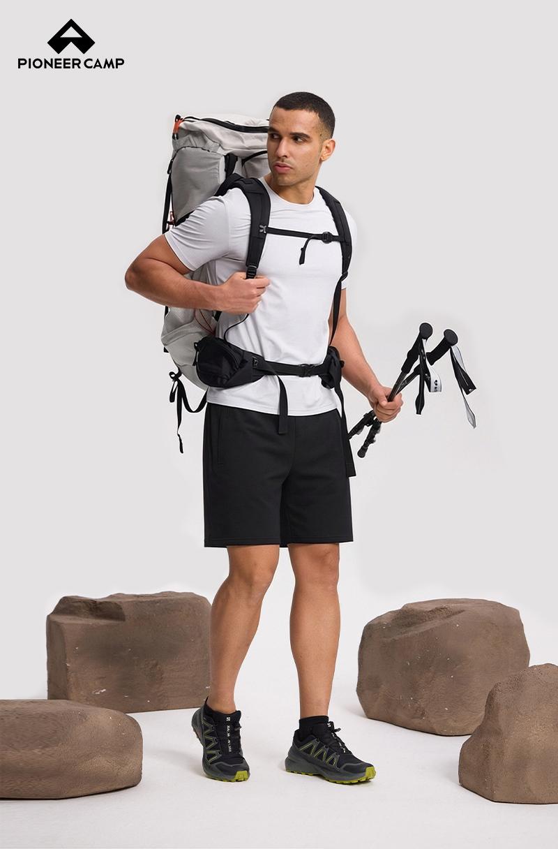 Pioneer Camp Men's 2pack Athletic Shorts 5 Inch Inseam with 3 Pockets Cotton Blend Breathable 4-Way Casual Stretch for Gym Workout Running