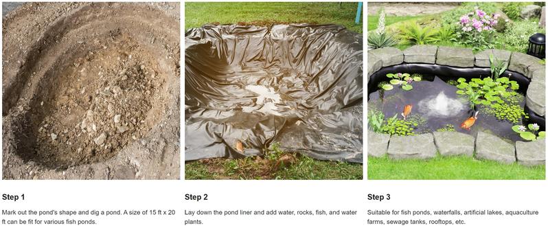 VEVOR Pond Liner, TikTokShopBlackFriday, 15 x 20 ft 45 Mil Thickness, Pliable EPDM Material Pond Skins, Easy Cutting Underlayment for Fish or Koi Ponds, Water Features, Waterfall Base, Fountains, Water Gardens
