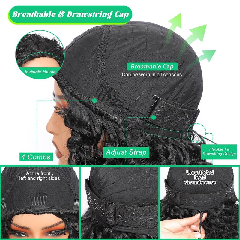 Kinky Curly Half Wig Synthtic Hair180Density curly 3In1 Half Wig Drawstring Seamless Flip Over Ready And Go Glueless Wigs With Beginner Friendly Upgrade Headband Wig for Women Daily Wear 14Inch