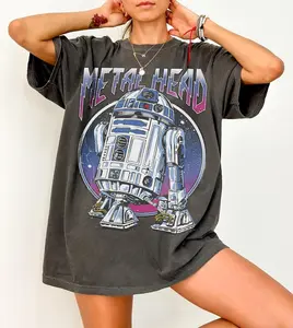 Retro R2D2 Metal Head Shirt, Star Movie Robot Tee, Sci Fi Rock Style Top, Galactic Droid Graphic Shirt, Music Lover Gift, Vintage Robot Tee