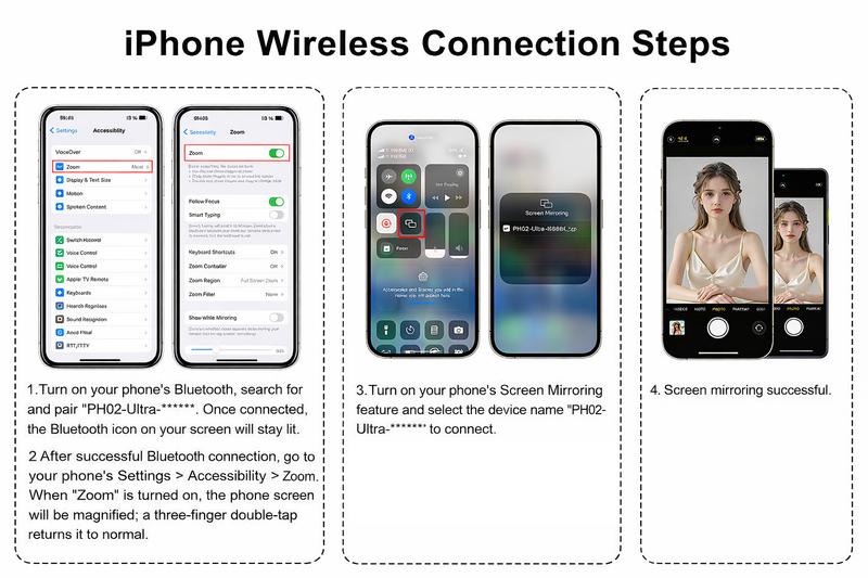 Newmowa Touchscreen Phone Vlog Selfie Monitor Screen, Magnetic Wireless Back Camera Selfie Monitor with Focus Adjustment ONLY for iPhone, Support 4K 30fps Wireless Recording for iPhone 15/16/17 TikTok YouTube Instagram