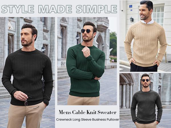 COOFANDY Men Dress Sweater Long Sleeve Crew Neck Sweater Slim Fit Business Casual Pullover Sweater