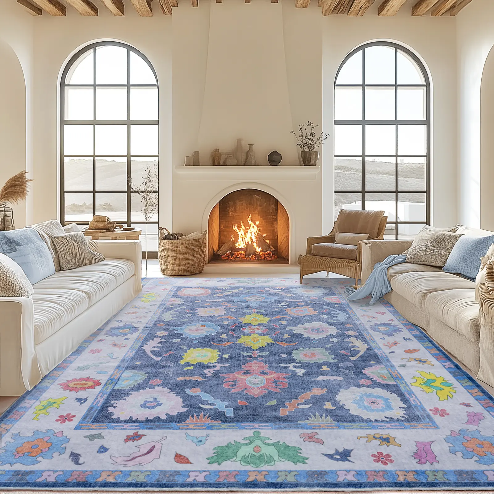 【Back to School】【Dorm Essentials】EIKIONE Holiday Oshak Machine Washable Rug Lightweight Non-Slip Waterproof Stain-Resistant Easy Clean for Bedroom & Kitchen,dorm essentials,home decor,home essentials