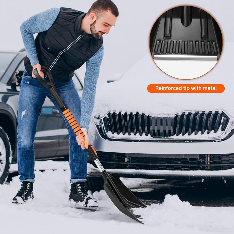 Canvcle 42'' Ice Scraper & Extendable Snow Brush with Foam Grip 180° Pivoting Head for Cars Trucks SUVs Emergency Snow Shovel Broom