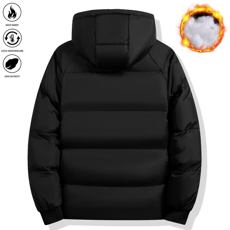 Men's Plain Pocket Zip Up Thick Warm HoodedPuffer Coat, Regular Fit Long Sleeve PaddedWinter Coat,Menswear, Cold Weather GearMens Clothing, Jackets for Men, Jackets,Men's Clothing