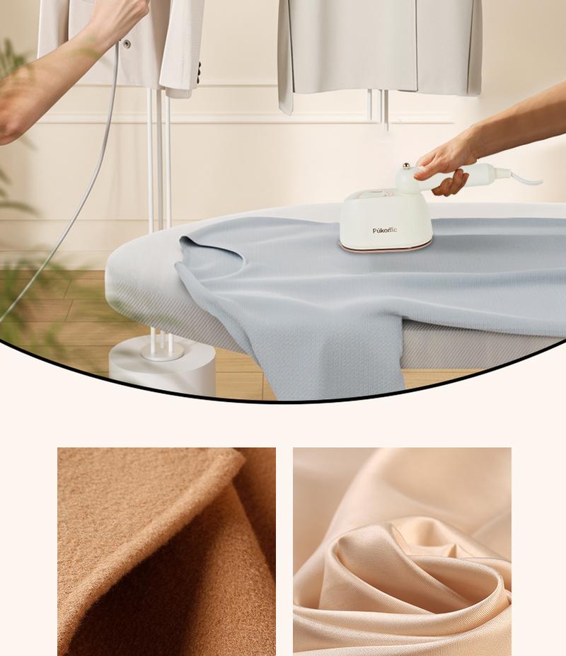 Pukomc 1050W Mini Handheld Steam Iron – Quick Heat, Dual Nozzles, Rotating Handle for Easy Wrinkle Removal, Compact & Lightweight.