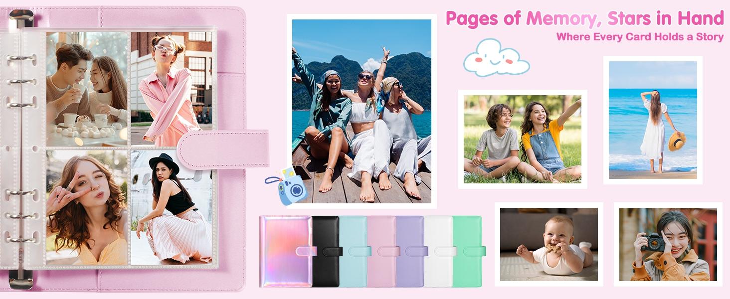 Kpop A5 Minimalist Photocard Binder with 4 or 9Pocket Single Side Inner Refills 2 Divider Acid-FreeDecor Lightweight for Trading Cards & Photos -Purple PU Leather