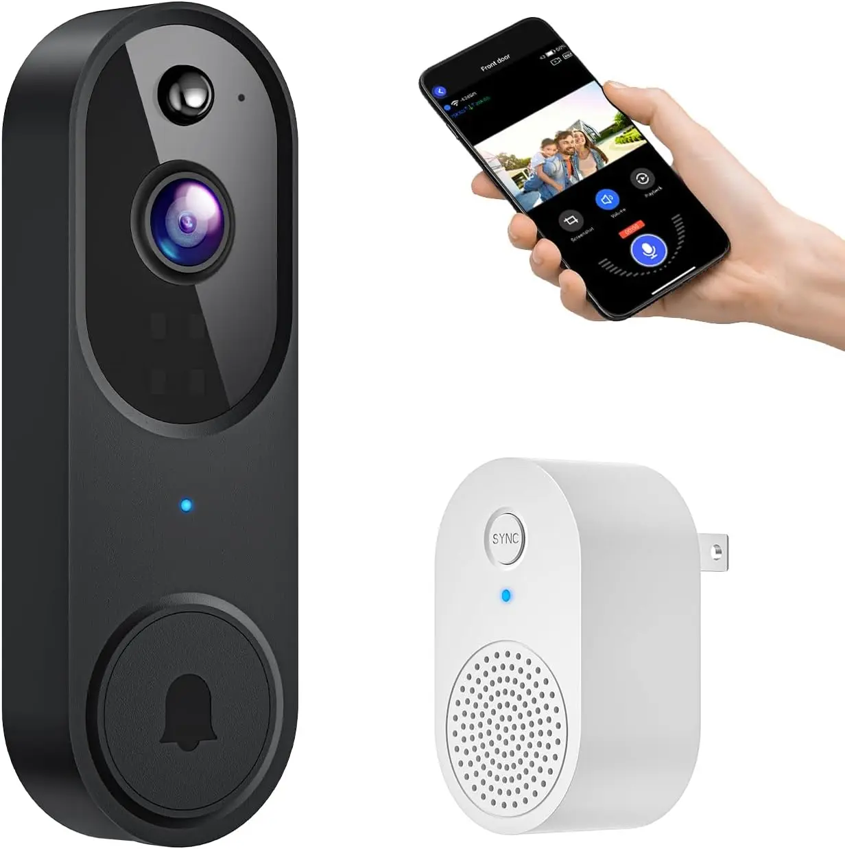 Wireless Smart Video Doorbell Camera, AI Human Detection, Instant Alerts, Night Vision, 2-Way Audio, Battery Powered, 2.4G WiFi, Included Chime, Cloud Storage Sold Separately, Cameras, Security Cameras For Home